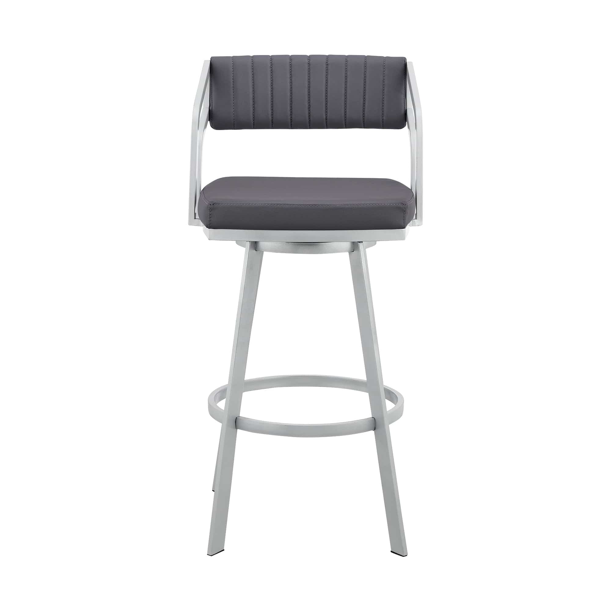 Armen Living Barstool Armen Living | Scranton 30" Swivel Slate Grey Faux Leather and Silver Metal Bar Stool | 795044878240