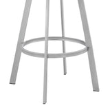 Armen Living Barstool Armen Living | Scranton 30" Swivel Slate Grey Faux Leather and Silver Metal Bar Stool | 795044878240