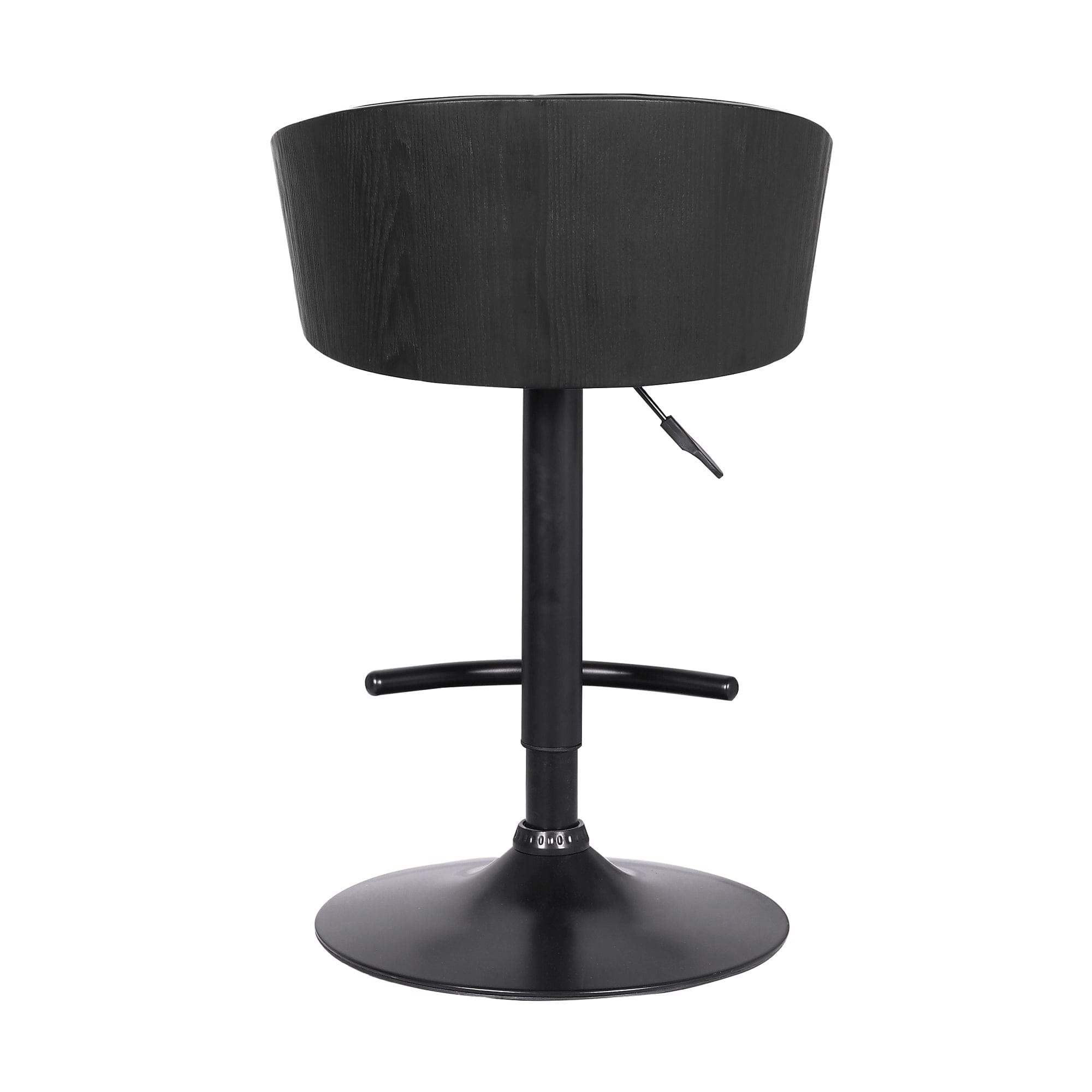 Armen Living Barstool Armen Living | Solstice Adjustable Black Faux Leather Swivel Barrstool With Black Powder Coated Finish and Gold Accents | LCSCBABLBL
