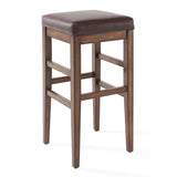 Armen Living Barstool Armen Living - Sonata 26" Counter Height Wood Backless Barstool in Chestnut Finish and Kahlua Faux Leather | LCSTBAKACH26