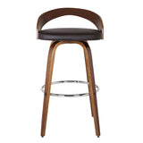 Armen Living Barstool Armen Living - Sonia 26" Counter Height Swivel Brown Faux Leather and Walnut Wood Bar Stool | LCSOBABRWA26