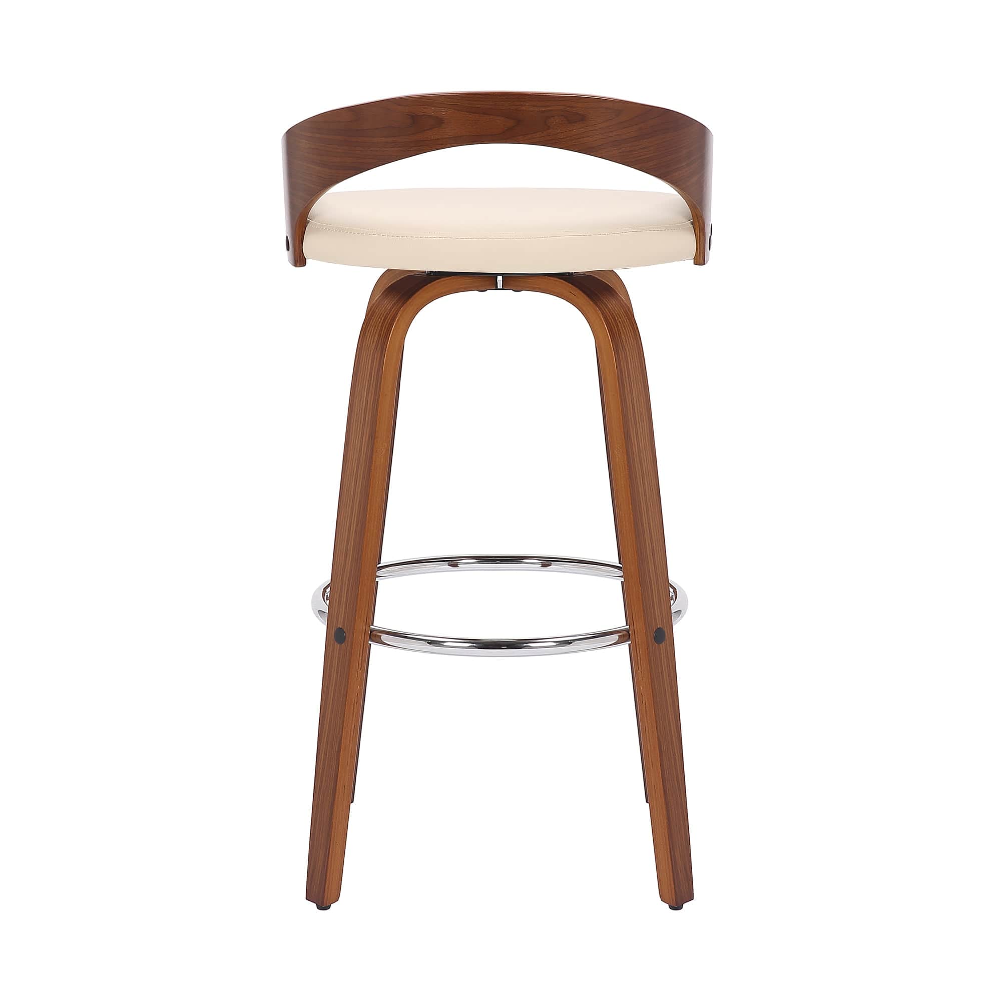 Armen Living Barstool Armen Living - Sonia 26" Counter Height Swivel Cream Faux Leather and Walnut Wood Bar Stool | LCSOBACRWA26