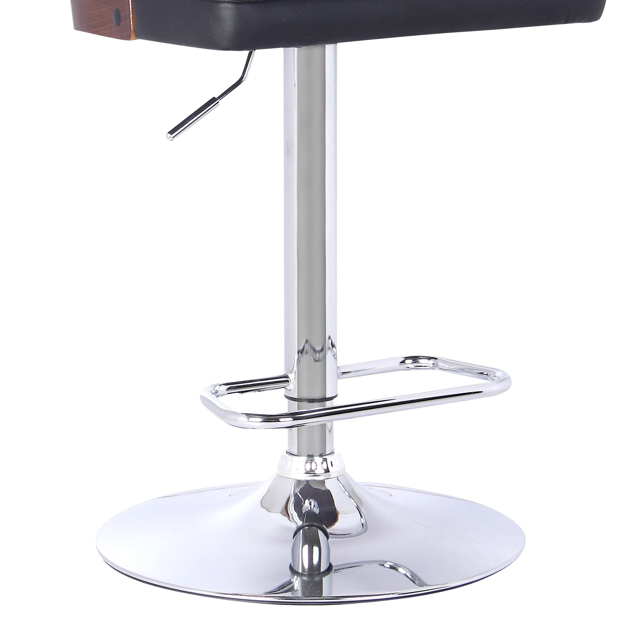 Armen Living Barstool Armen Living - Storm Barstool in Chrome finish with Walnut wood and Black Faux Leather | LCSTBAWABL