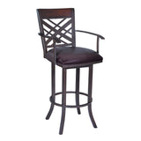 Armen Living Barstool Armen Living | Tahiti 26" Arm Barstool in Auburn Bay finish with Brown Pu upholstery | LCTA26ARBABR