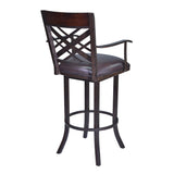 Armen Living Barstool Armen Living | Tahiti 26" Arm Barstool in Auburn Bay finish with Brown Pu upholstery | LCTA26ARBABR