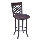 Armen Living Barstool Armen Living | Tahiti 26" Barstool in Auburn Bay finish with Brown Pu upholstery | LCTA26BABR