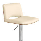 Armen Living Barstool Armen Living - Thierry Adjustable Swivel Cream Faux Leather with Walnut Back and Chrome Bar Stool | LCTHBAWACR