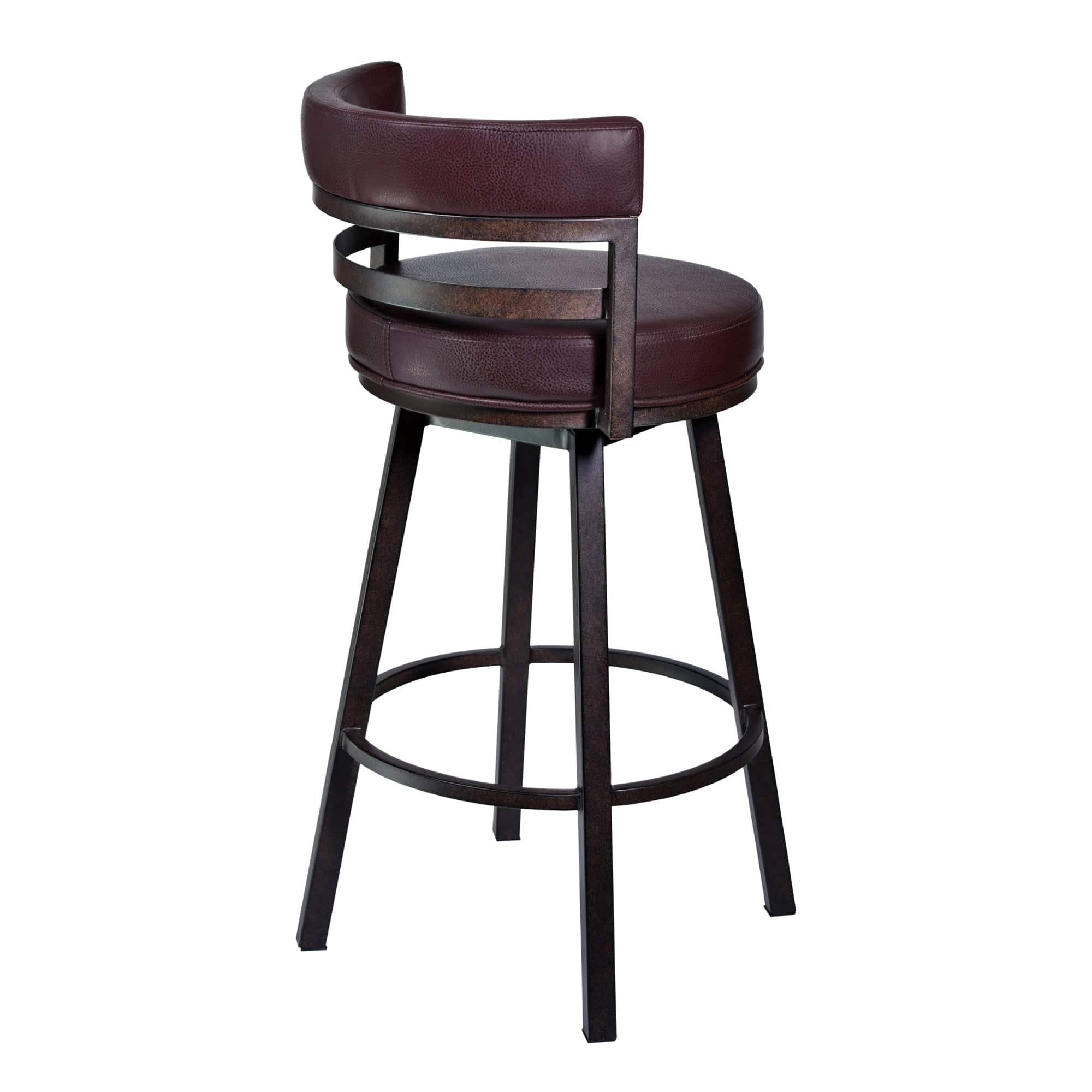 Armen Living Barstool Armen Living | Titana 26" Barstool in Auburn Bay finish with Brown Pu upholstery | 721535746842