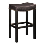 Armen Living Barstool Armen Living - Tudor 26" Backless Stationary Barstool In Antique Brown Bonded Leather With Nailhead Accents | LCMBS013BABC26