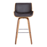 Armen Living Barstool Armen Living - Tyler 26" Counter Height Swivel Brown Faux Leather and Walnut Wood Bar Stool | LCTYBABRWA26