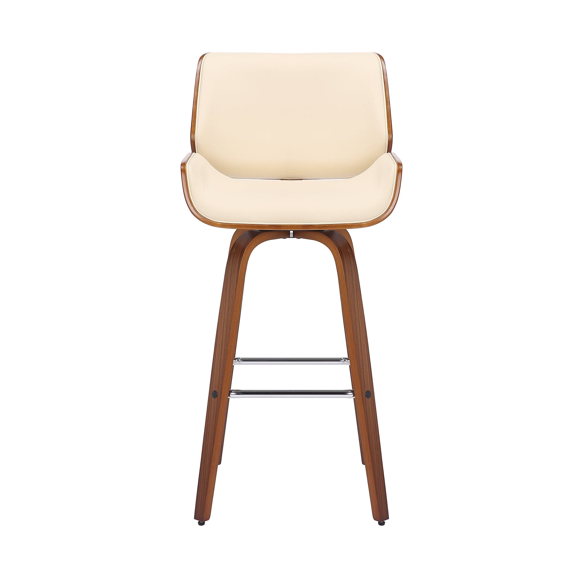 Armen Living Barstool Armen Living - Tyler 26" Counter Height Swivel Cream Faux Leather and Walnut Wood Bar Stool | LCTYBACRWA26
