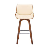 Armen Living Barstool Armen Living - Tyler 26" Counter Height Swivel Cream Faux Leather and Walnut Wood Bar Stool | LCTYBACRWA26