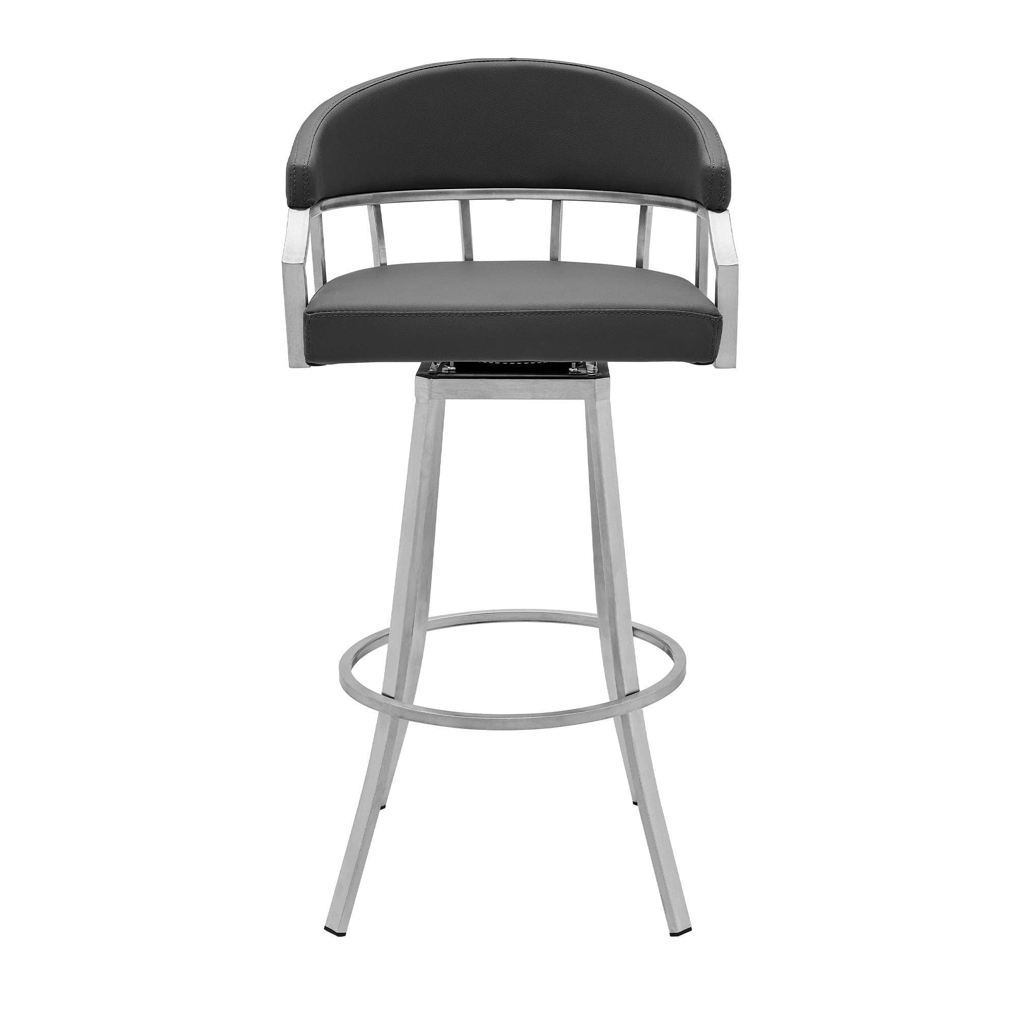 Armen Living Barstool Armen Living - Valerie 26" Counter Height Swivel Modern Faux Leather Bar and Counter Stool in Brushed Stainless Steel Finish | LCVLBABSSG26