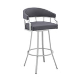 Armen Living Barstool Armen Living - Valerie 30" Swivel Brown Faux Leather and Java Brown Metal Bar Stool | LCVLBAJVCHO30