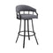 Armen Living Barstool Armen Living | Valerie 30" Swivel Slate Grey Faux Leather and Black Metal Bar Stool | LCVLBAMBGR30