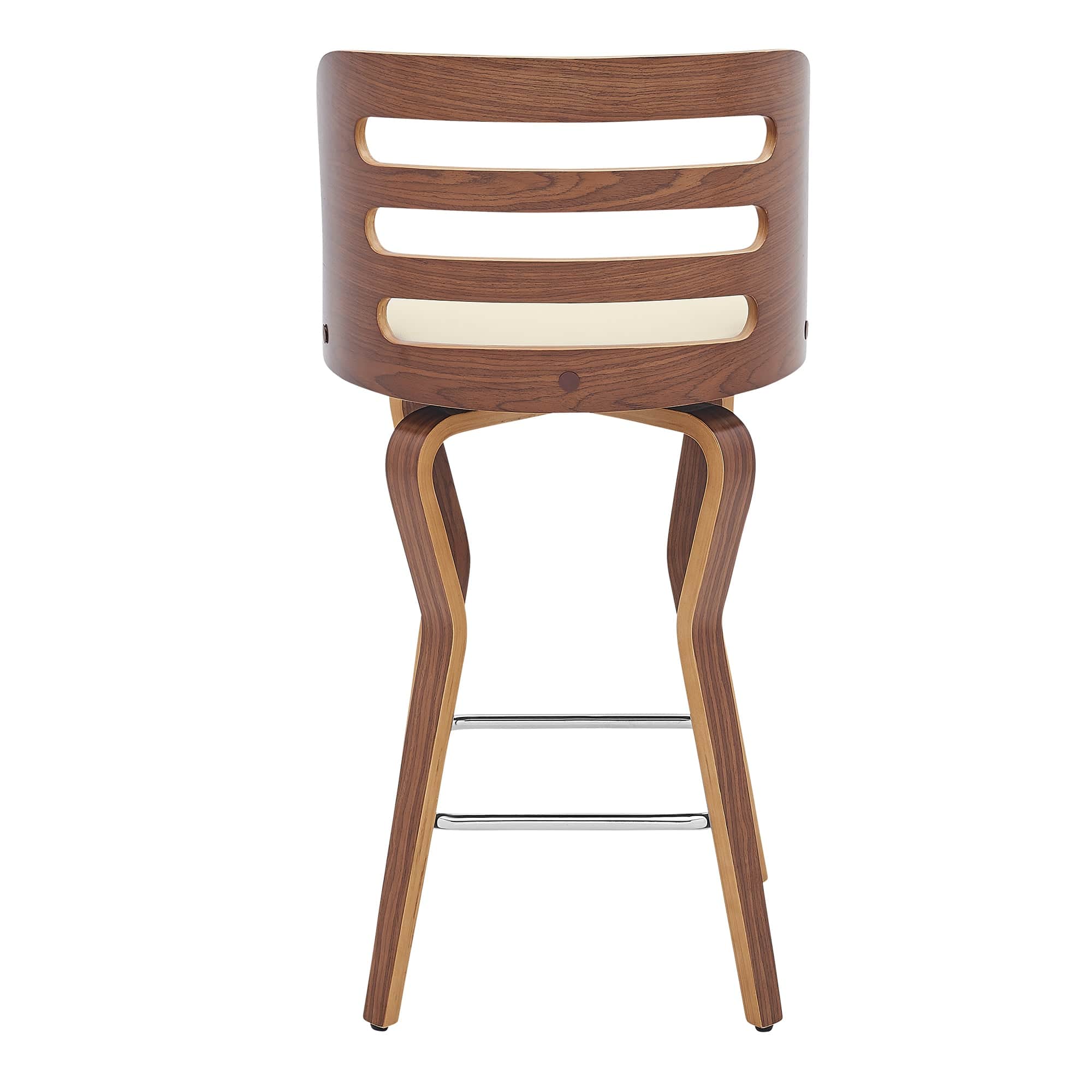 Armen Living Barstool Armen Living | Verne 26" Swivel Cream Faux Leather and Walnut Wood Bar Stool | LCVRBAWACR26