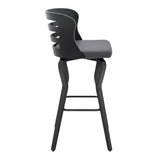 Armen Living Barstool Armen Living | Verne 30" Swivel Gray Faux Leather and Black Wood Bar Stool | LCVRBABLGR30