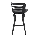 Armen Living Barstool Armen Living | Verne 30" Swivel Gray Faux Leather and Black Wood Bar Stool | LCVRBABLGR30