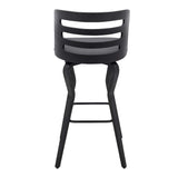 Armen Living Barstool Armen Living | Verne 30" Swivel Gray Faux Leather and Black Wood Bar Stool | LCVRBABLGR30