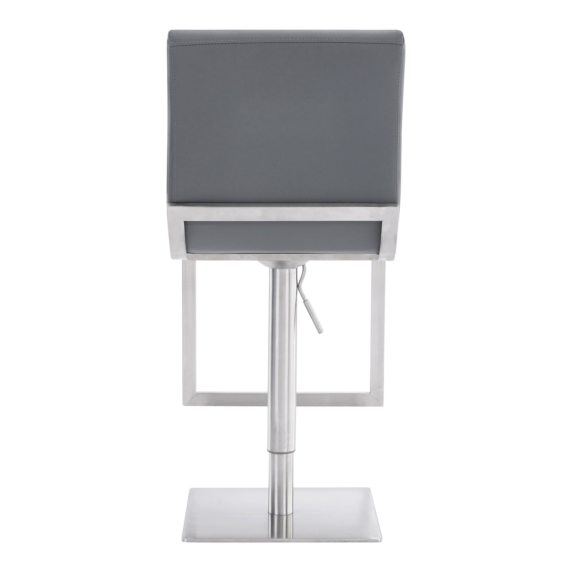 Armen Living Barstool Armen Living | Victory Contemporary Swivel Barstool in Brushed Stainless Steel and Gray Faux Leather | LCVCSWBABSGR