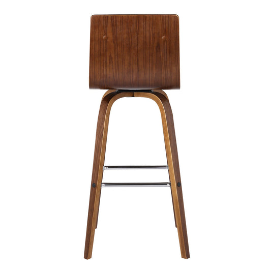 Armen Living Barstool Armen Living - Vienna 30" Bar Height Swivel Brown Faux Leather and Walnut Wood Bar Stool | LCVIBABRWA30