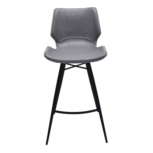 Armen Living Barstool Armen Living - Zurich 26" Counter Height Metal Barstool in Vintage Gray Faux Leather and Black Metal Finish | LCZUBAVGBL26