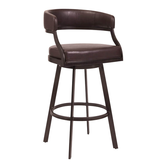 Armen Living Barstool Auburn Bay and Brown Faux Leather Armen Living - Dione 26" Counter Height Barstool in Auburn Bay and Brown Faux Leather | 721535746927