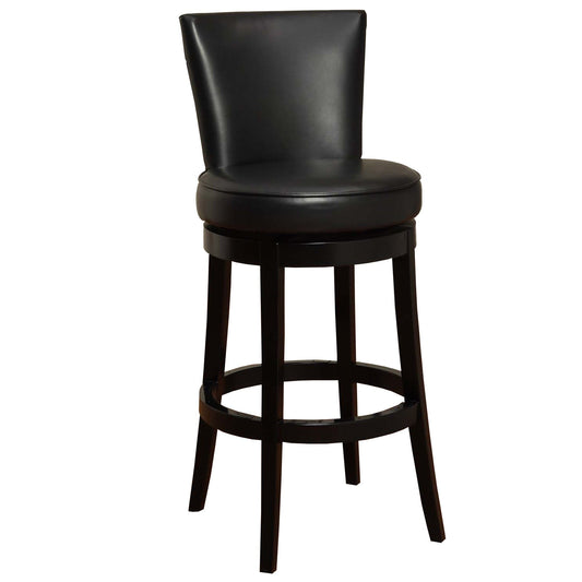 Armen Living Barstool Black Faux Leather Armen Living - Boston 26" Counter Height Swivel Black Faux Leather and Black Wood Bar Stool | LC4044BABL26