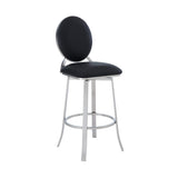 Armen Living Barstool Black Faux Leather Armen Living - Pia Contemporary 30" Bar Height Barstool in Brushed Stainless Steel Finish and Gray Faux Leather | LCPABABSGR30