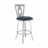 Armen Living Barstool Brushed Stainless Steel Finish and Gray Faux Leather Armen Living - Lola Contemporary 30" Bar Height Barstool in Brushed Stainless Steel Finish and Gray Faux Leather | LCLLBABSGR30