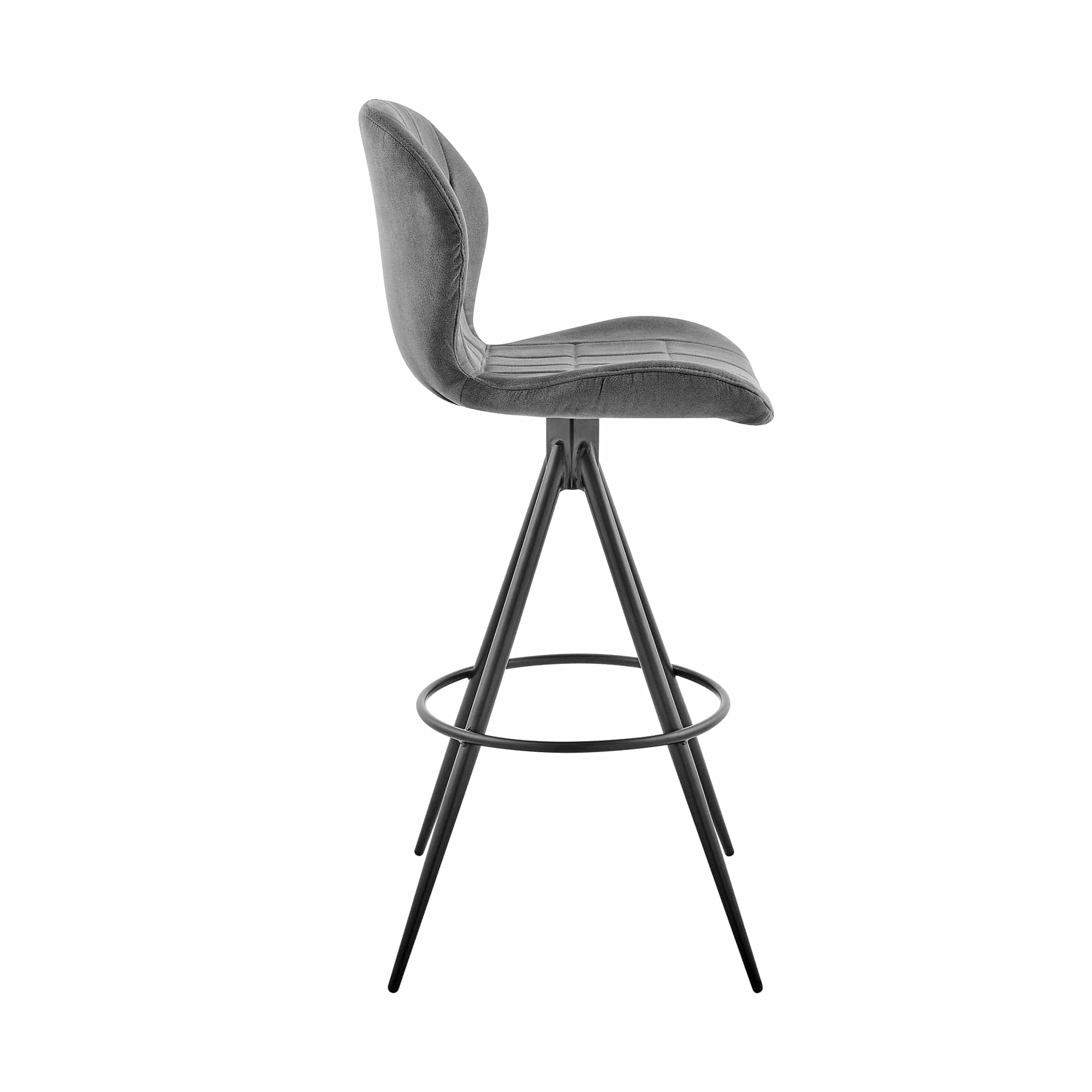 Armen Living Barstool Charcoal Fabric and Black Finish Armen Living - Catalina 26" Counter Height Bar Stool in Charcoal Fabric and Black Finish | LCCTBACH26