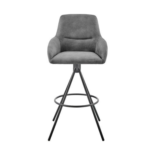 Armen Living Barstool Charcoal Fabric and Black Finish Armen Living - Odessa 26" Counter Height Bar Stool in Charcoal Fabric and Black Finish | LCODBACH26