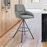 Armen Living Barstool Charcoal Fabric and Black Finish Armen Living - Odessa 30" Bar Height Bar Stool in Charcoal Fabric and Black Finish | LCODBACH30