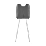 Armen Living Barstool Charcoal Faux Leather and Brushed Stainless Steel Finish Armen Living - Arizona 30" Bar Height Bar Stool in Charcoal Faux Leather and Brushed Stainless Steel Finish | LCAZBAGR30