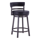 Armen Living Barstool Ford Black Pu and Mineral Finish Armen Living - Titana 30" Barstool in Auburn Bay finish with Brown Pu upholstery | 721535746859