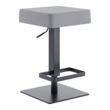 Armen Living Barstool Grey Faux Leather and Black Metal Backless Bar Stool Armen Living - Kaylee Adjustable Height Swivel Grey Faux Leather and Brushed Stainless Steel Backless Bar Stool | LCKLSWBABSGR