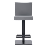 Armen Living Barstool Grey Faux Leather and Black Metal Bar Stool Armen Living - Legacy Adjustable Height Swivel Grey Faux Leather and Black Metal Bar Stool | LCLGSWBAMBGR