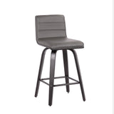 Armen Living Barstool Grey Faux Leather and Black Wood Bar Stool Armen Living - Vienna 26" Counter Height Swivel Cream Faux Leather and Walnut Wood Bar Stool | LCVIBACRWA26