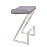 Armen Living Barstool Grey Faux Leather Armen Living - Atlantis 30" Bar Height Backless Grey Faux Leather and Brushed Stainless Steel Bar Stool | LCAT30BAGR