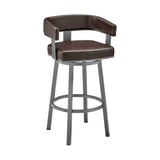 Armen Living Barstool Java Brown Finish and Chocolate Faux Leather Armen Living - Lorin 26" Counter Height Swivel Bar Stool in Black Finish and Black Faux Leather | LCLRBABLBL26