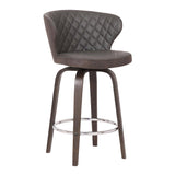 Armen Living Barstool Mynette 26" Swivel Armen Living - Mynette 26" Swivel Brown Faux Leather Bar Stool | LCMTBAWABR26