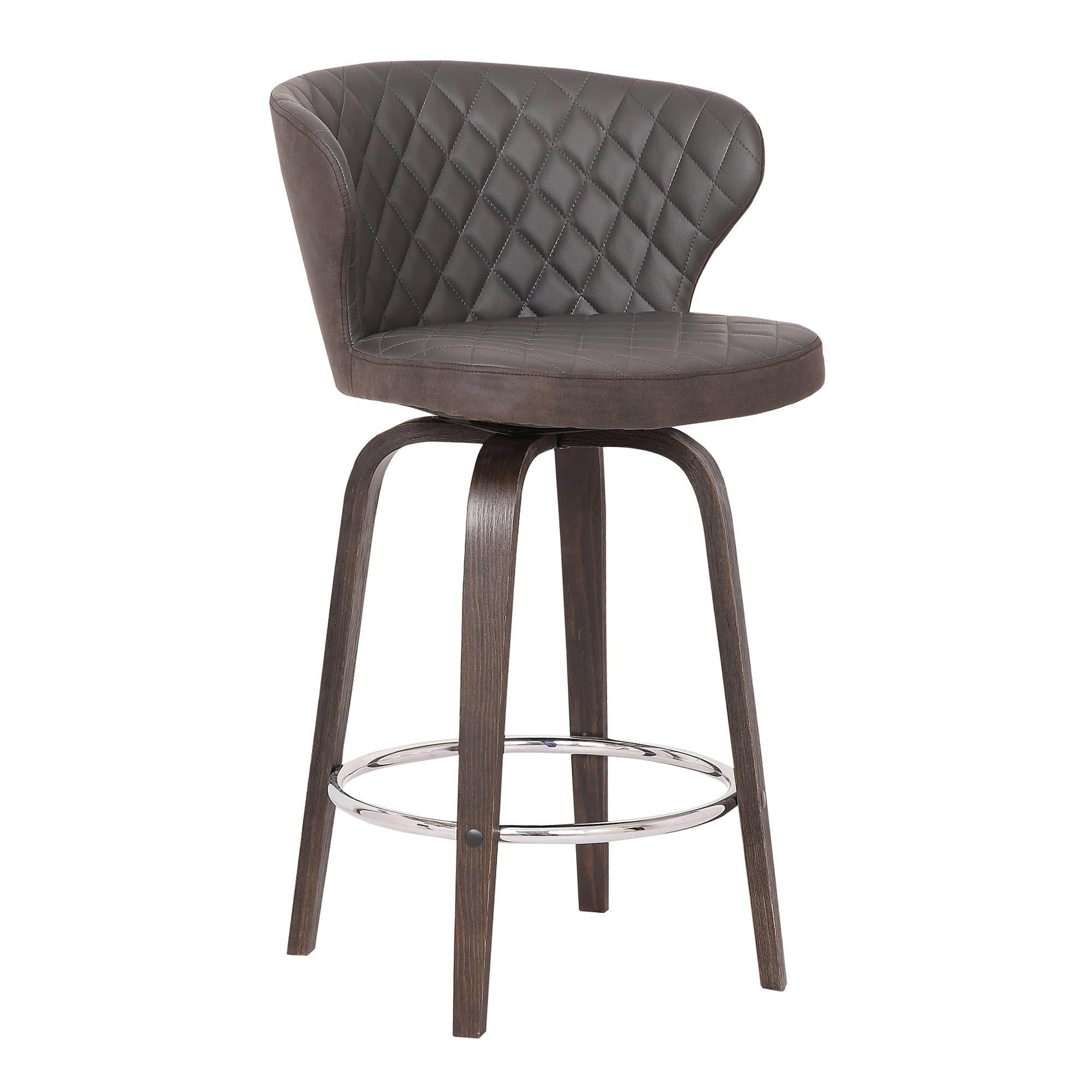 Armen Living Barstool Mynette 30" Swivel Armen Living - Mynette 26" Swivel Brown Faux Leather Bar Stool | LCMTBAWABR26