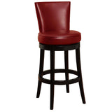 Armen Living Barstool Red Faux Leather Armen Living - Boston 26" Counter Height Swivel Black Faux Leather and Black Wood Bar Stool | LC4044BABL26