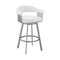Armen Living Barstool Silver Finish and White Faux Leather Armen Living - Chelsea 26" Counter Height Swivel Bar Stool in Silver Finish and White Faux Leather | LCCSBASLWH26