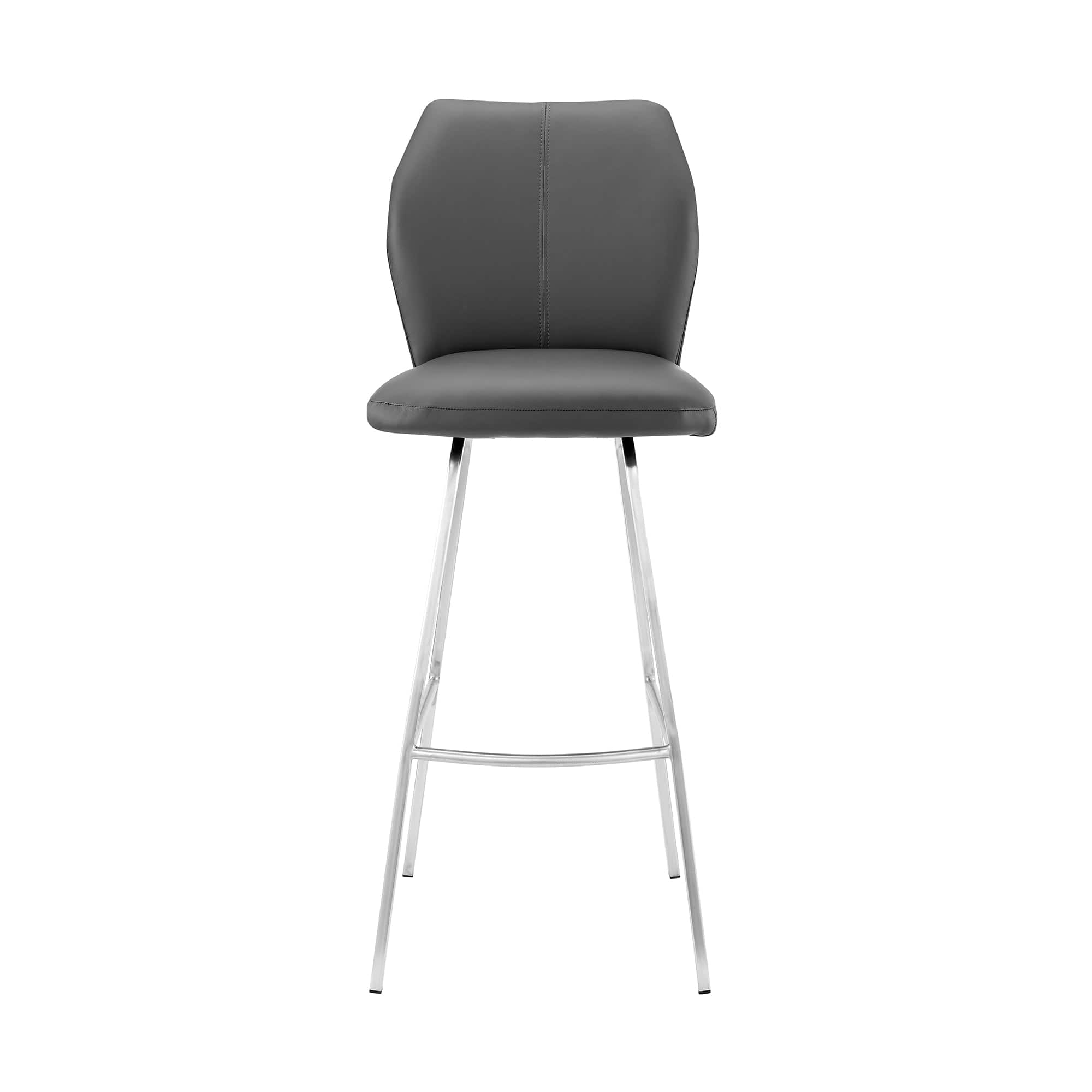 Armen Living Barstool Tandy Gray Faux Leather Armen Living - Tandy Gray Faux Leather and Brushed Stainless Steel 30" Bar Stool | LCTNBABSGR30