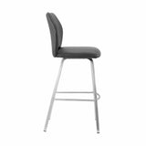 Armen Living Barstool Tandy Gray Faux Leather Armen Living - Tandy Gray Faux Leather and Brushed Stainless Steel 30" Bar Stool | LCTNBABSGR30
