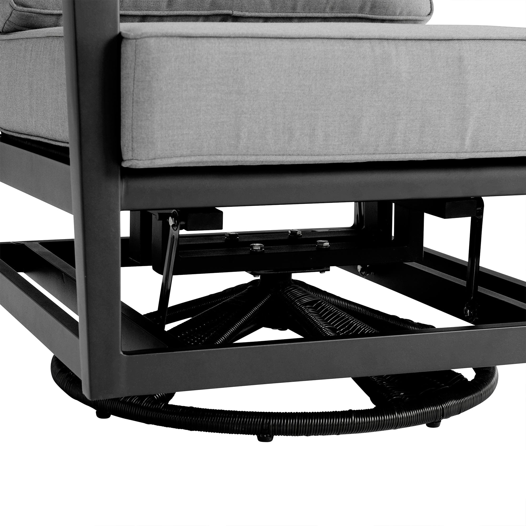 Armen Living Outdoor 3PC Conversation Set Armen Living | Caymen 3 Piece Black Aluminum Outdoor Seating Set with Dark Gray Cushions | SETODCMCHBL3