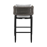 Armen Living Outdoor Bar Stool Armen Living | Alegria Outdoor Patio Counter Height Bar Stool in Aluminum with Grey Rope and Cushions | LCAFBABL26