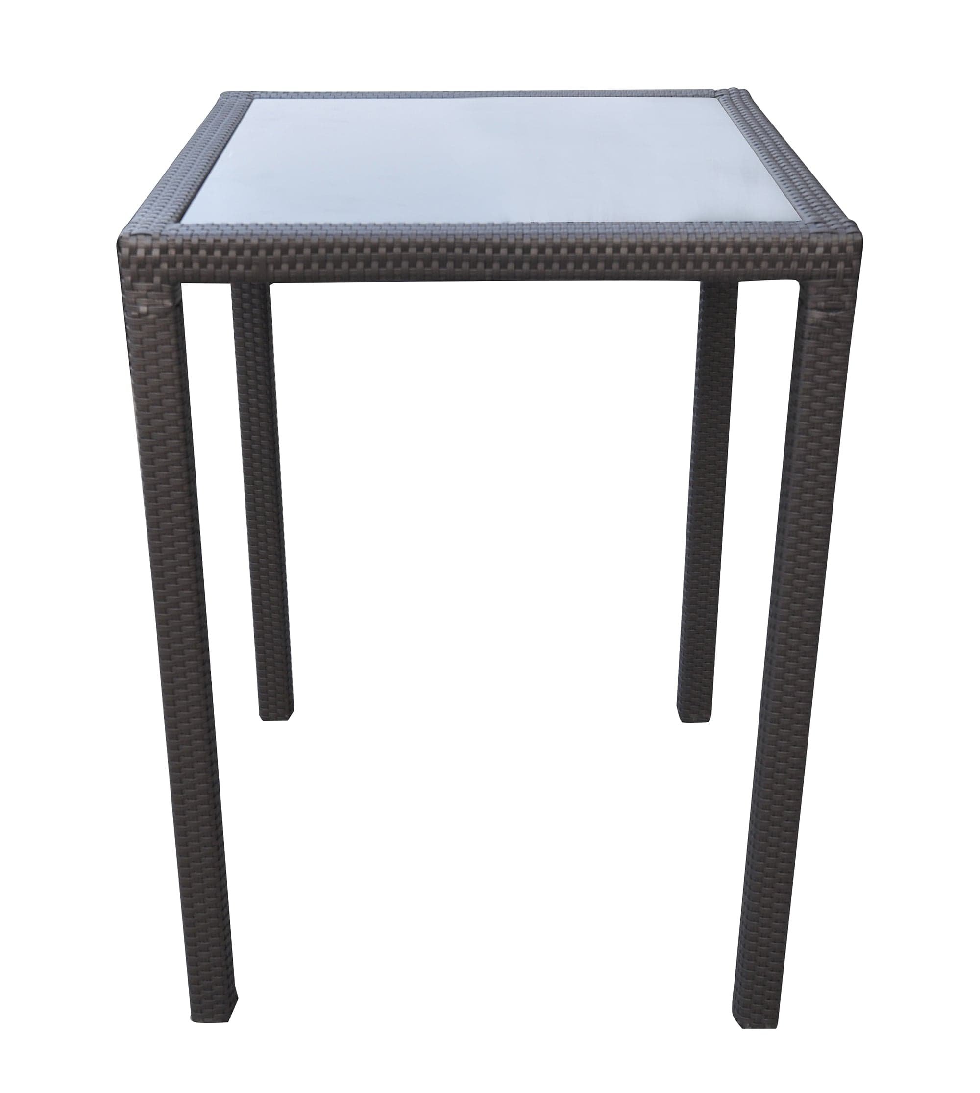 Armen Living Outdoor Bar Table Armen Living | Tropez Outdoor Patio Wicker Bar Table with Black Glass Top | LCTRBTBE
