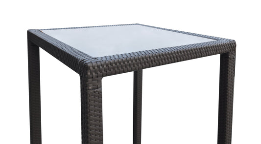 Armen Living Outdoor Bar Table Armen Living | Tropez Outdoor Patio Wicker Bar Table with Black Glass Top | LCTRBTBE